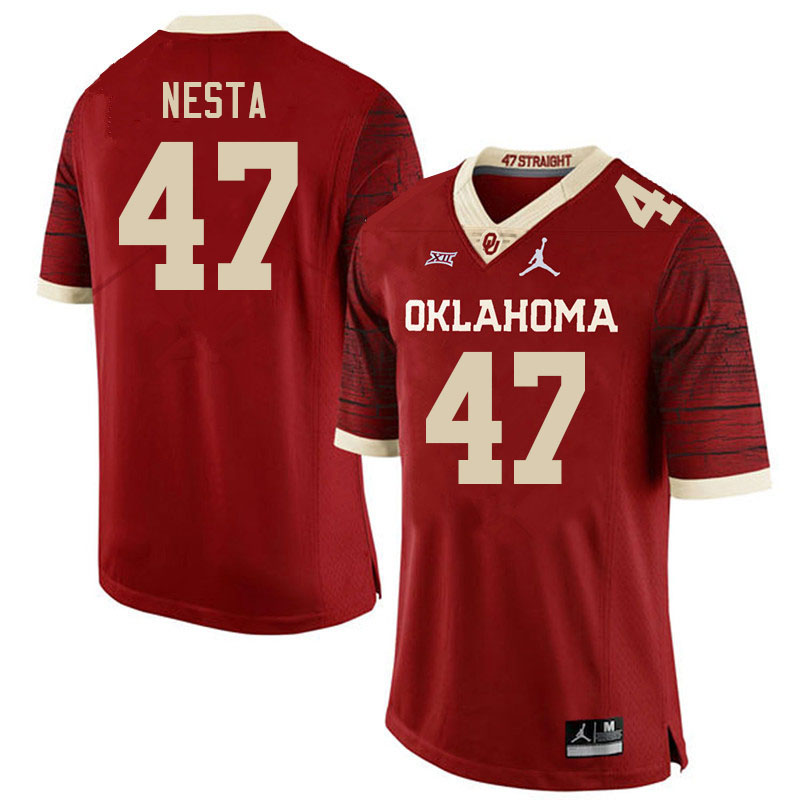 Men #47 James Nesta Oklahoma Sooners College Football Jerseys Stitched-Retro